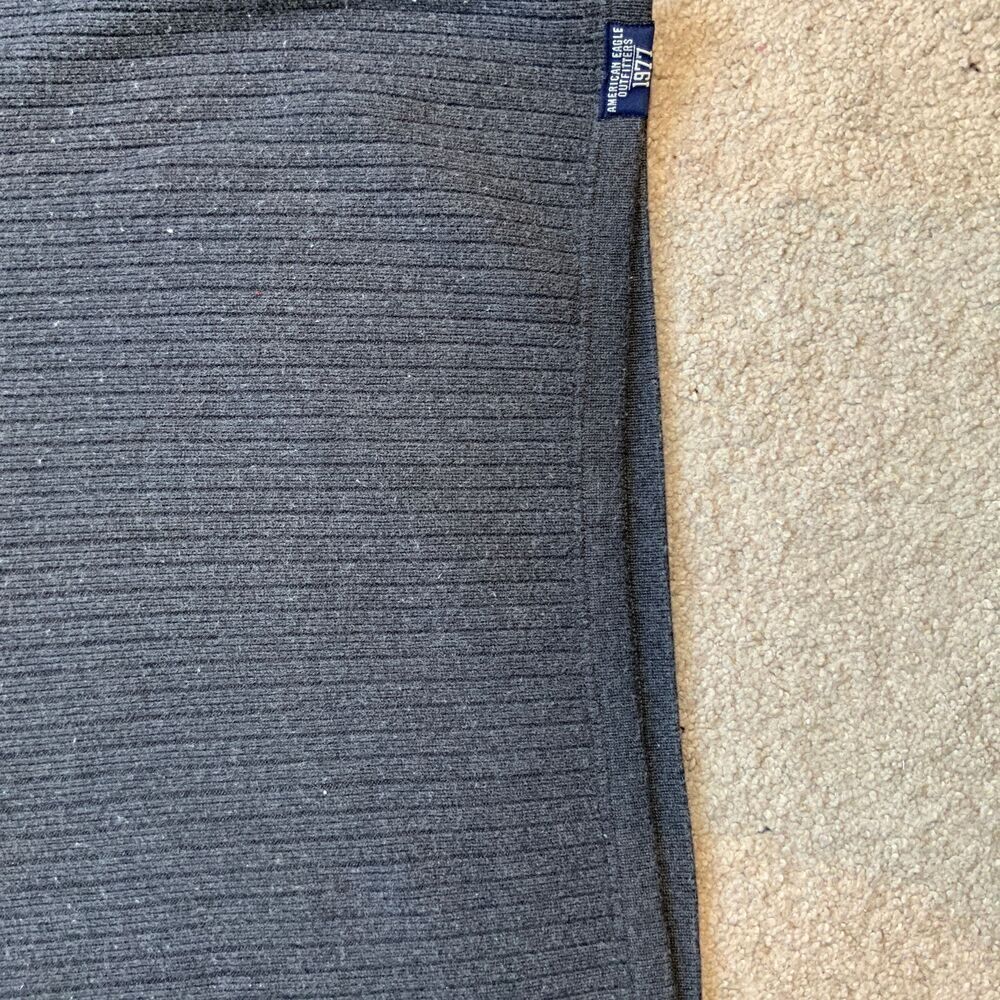 American Eagle Charcoal Ribbed Knit Crew Neck Wool Blend Grandpacore Sweater XL - Picture 5 of 11